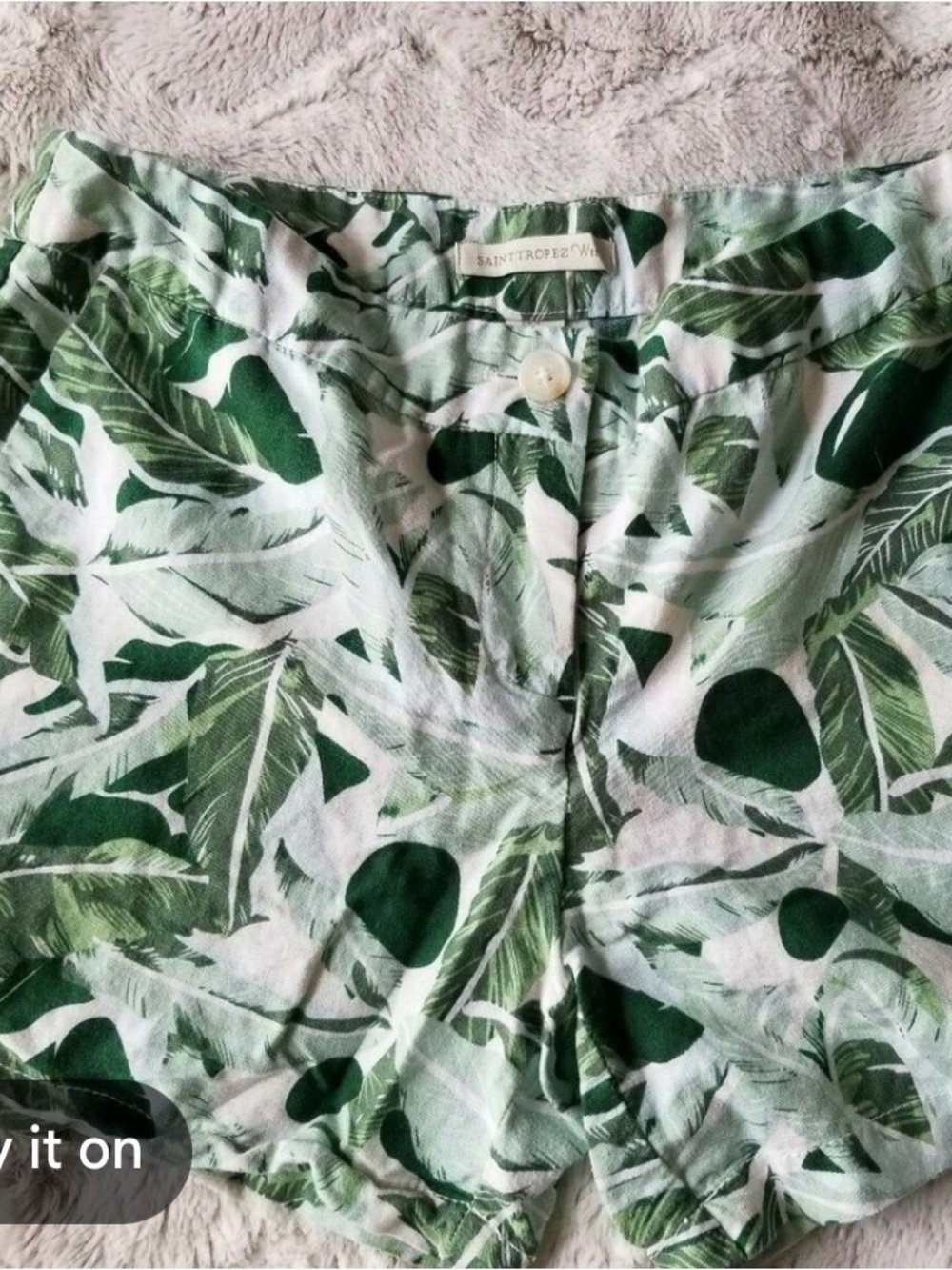 Saint Tropez West Green Botanical Print Shorts size 6